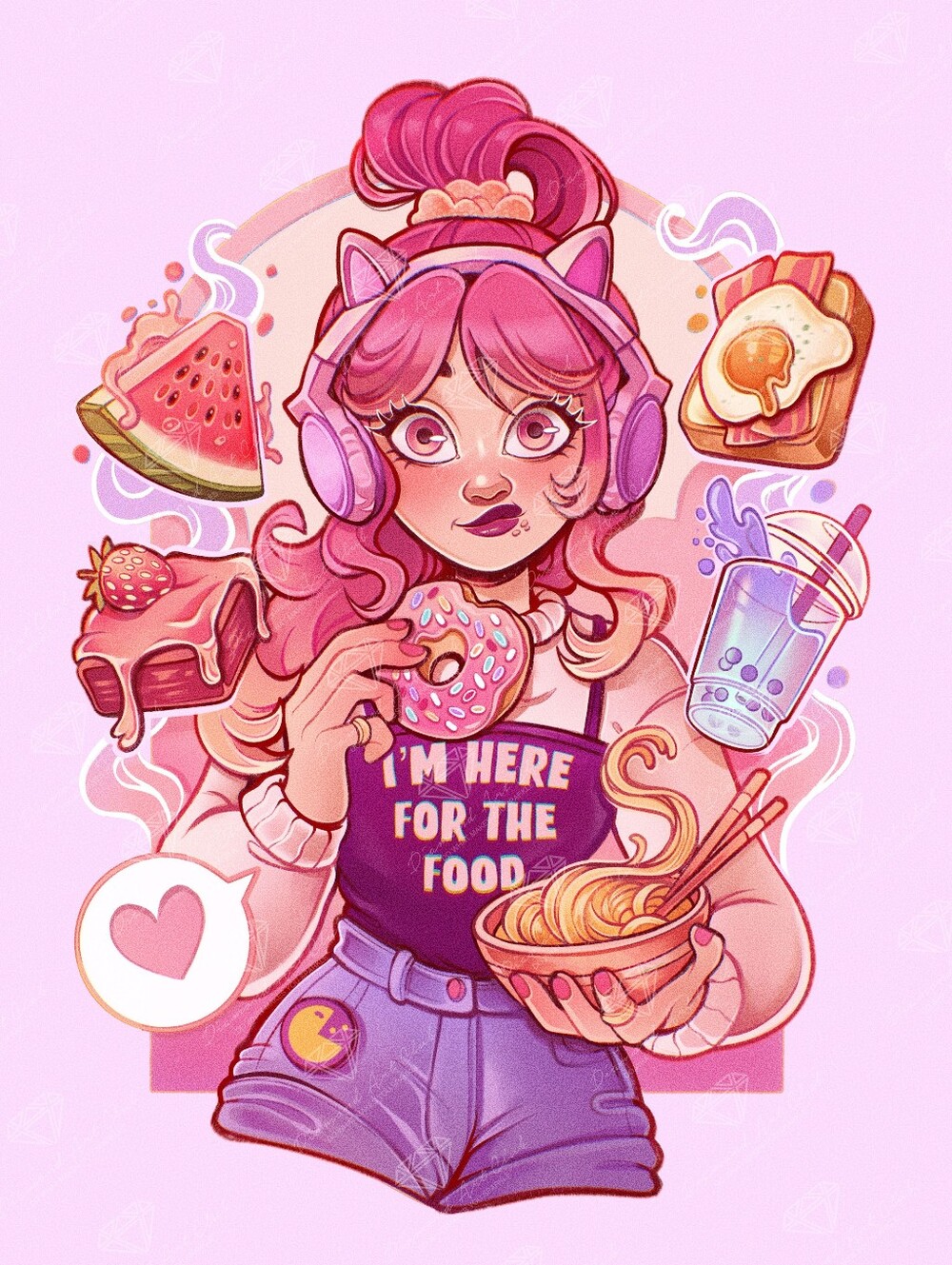 Junk Food Girl DIY 5D Full Round Drill Diamond Painting